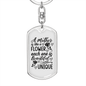A Mother is Like a Flower Mom Keychain Stainless Steel or 18k Gold Dog Tag Keyring-Express Your Love Gifts