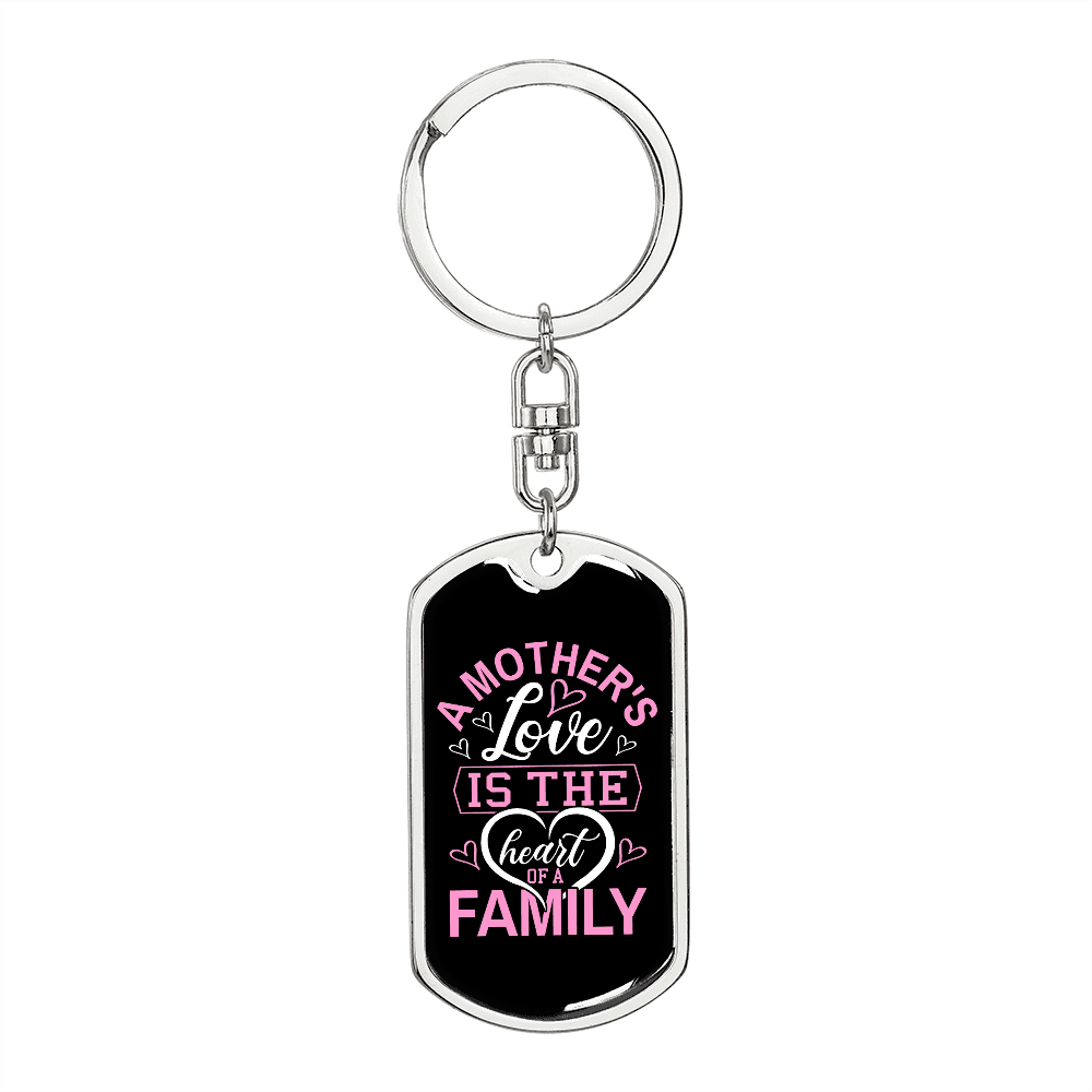 A Mother's Love Color Mom Keychain Stainless Steel or 18k Gold Dog Tag Keyring-Express Your Love Gifts