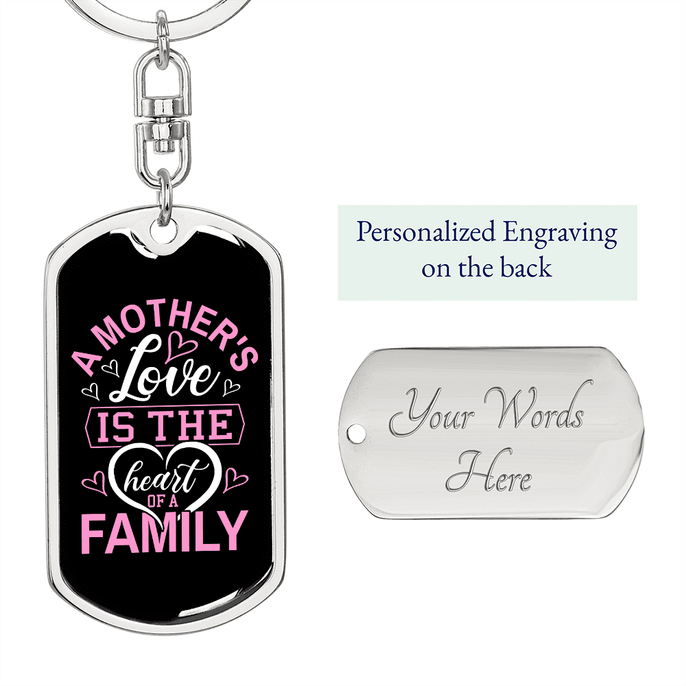 A Mother's Love Color Mom Keychain Stainless Steel or 18k Gold Dog Tag Keyring-Express Your Love Gifts