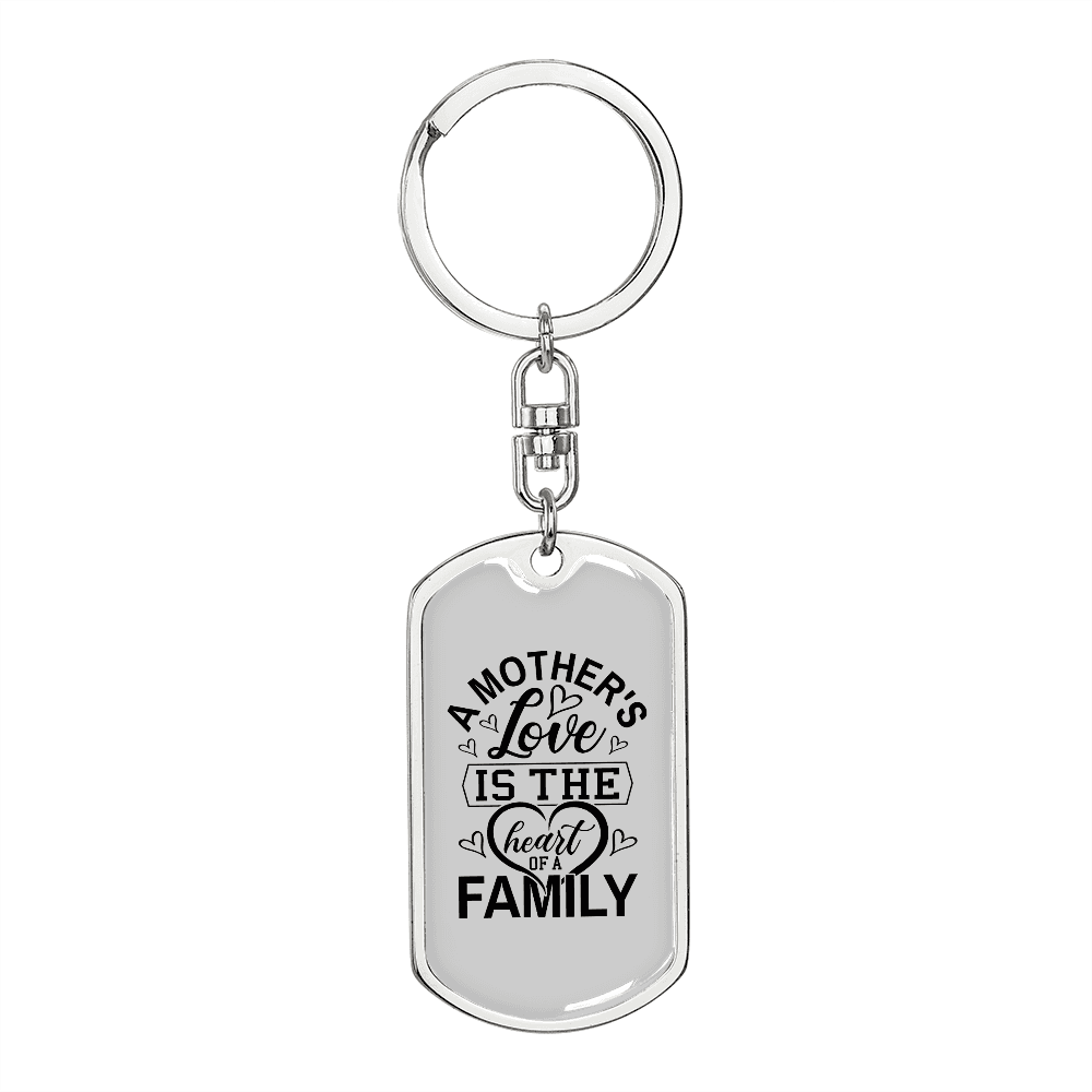 A Mother's Love Mom Keychain Stainless Steel or 18k Gold Dog Tag Keyring-Express Your Love Gifts