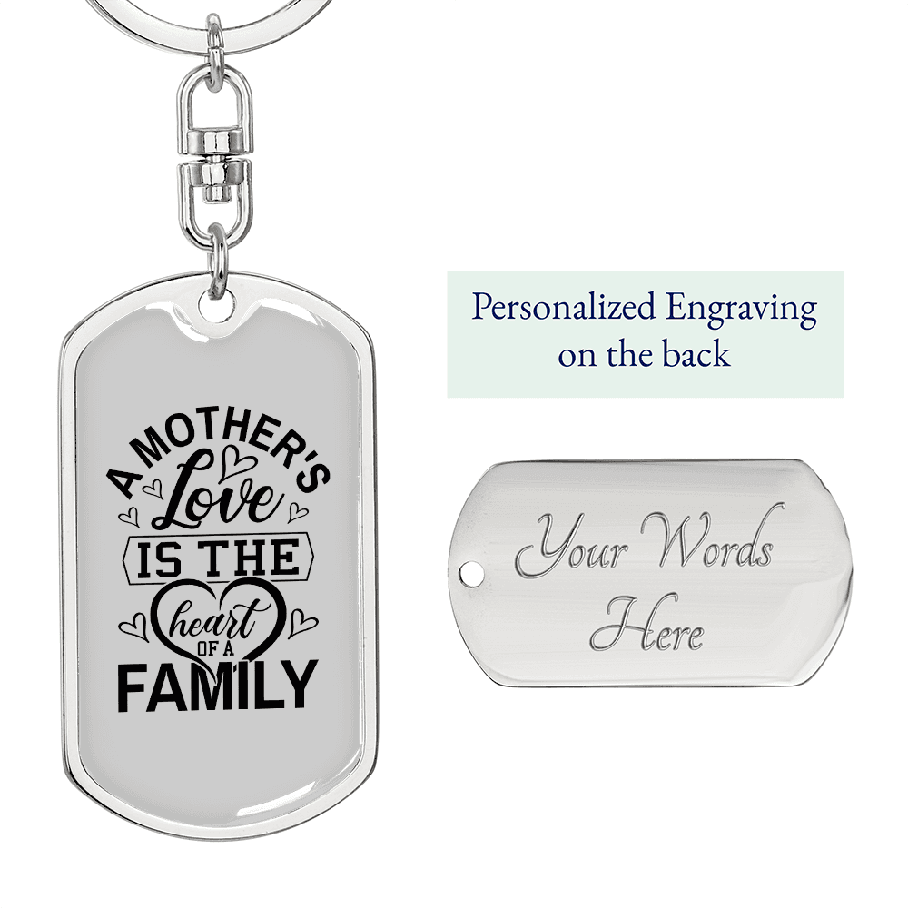 A Mother's Love Mom Keychain Stainless Steel or 18k Gold Dog Tag Keyring-Express Your Love Gifts
