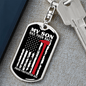 A Proud Firefighter Dad Keychain Stainless Steel or 18k Gold Dog Tag Keyring-Express Your Love Gifts