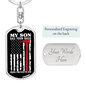 A Proud Firefighter Dad Keychain Stainless Steel or 18k Gold Dog Tag Keyring-Express Your Love Gifts