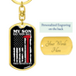 A Proud Firefighter Dad Keychain Stainless Steel or 18k Gold Dog Tag Keyring-Express Your Love Gifts