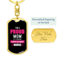 A Proud Mom Nurse Keychain Stainless Steel or 18k Gold Dog Tag Keyring-Express Your Love Gifts