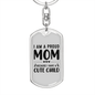 A Proud Mom TranspArent Keychain Stainless Steel or 18k Gold Dog Tag Keyring-Express Your Love Gifts