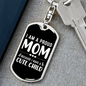 A Proud Mom White Keychain Stainless Steel or 18k Gold Dog Tag Keyring-Express Your Love Gifts