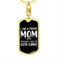 A Proud Mom White Keychain Stainless Steel or 18k Gold Dog Tag Keyring-Express Your Love Gifts
