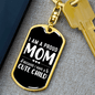 A Proud Mom White Keychain Stainless Steel or 18k Gold Dog Tag Keyring-Express Your Love Gifts