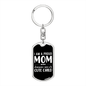 A Proud Mom White Keychain Stainless Steel or 18k Gold Dog Tag Keyring-Express Your Love Gifts