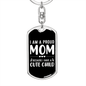 A Proud Mom White Keychain Stainless Steel or 18k Gold Dog Tag Keyring-Express Your Love Gifts