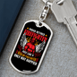 A Proud Retired Firefighter Keychain Stainless Steel or 18k Gold Dog Tag Keyring-Express Your Love Gifts