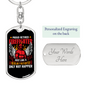 A Proud Retired Firefighter Keychain Stainless Steel or 18k Gold Dog Tag Keyring-Express Your Love Gifts
