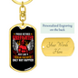 A Proud Retired Firefighter Keychain Stainless Steel or 18k Gold Dog Tag Keyring-Express Your Love Gifts