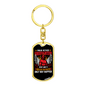 A Proud Retired Firefighter Keychain Stainless Steel or 18k Gold Dog Tag Keyring-Express Your Love Gifts