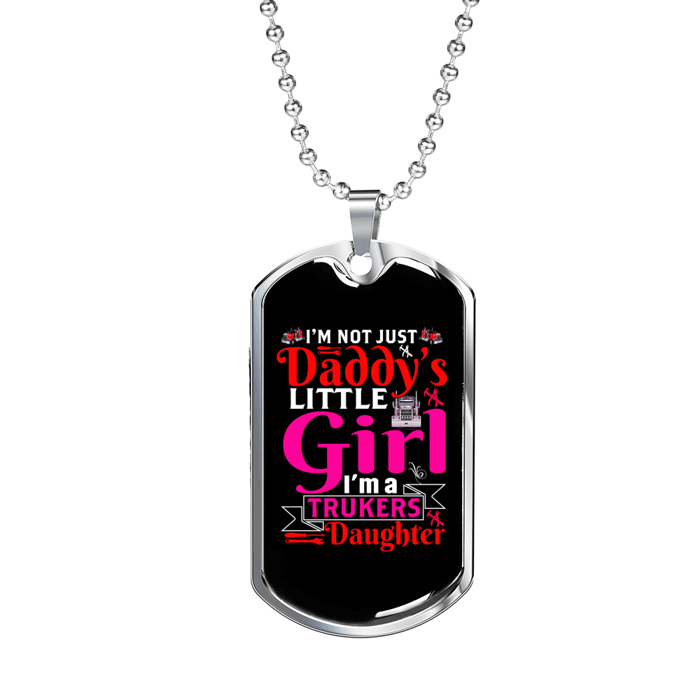 A Trucker's Daughter Trucker Dog Tag Stainless Steel or 18k Gold 24" Chain-Express Your Love Gifts