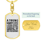A Young Man Christian Keychain Stainless Steel or 18k Gold Dog Tag Keyring-Express Your Love Gifts