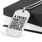 A Young Man Necklace Stainless Steel or 18k Gold Dog Tag 24" Chain-Express Your Love Gifts