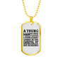 A Young Man Necklace Stainless Steel or 18k Gold Dog Tag 24" Chain-Express Your Love Gifts