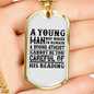 A Young Man Necklace Stainless Steel or 18k Gold Dog Tag 24" Chain-Express Your Love Gifts