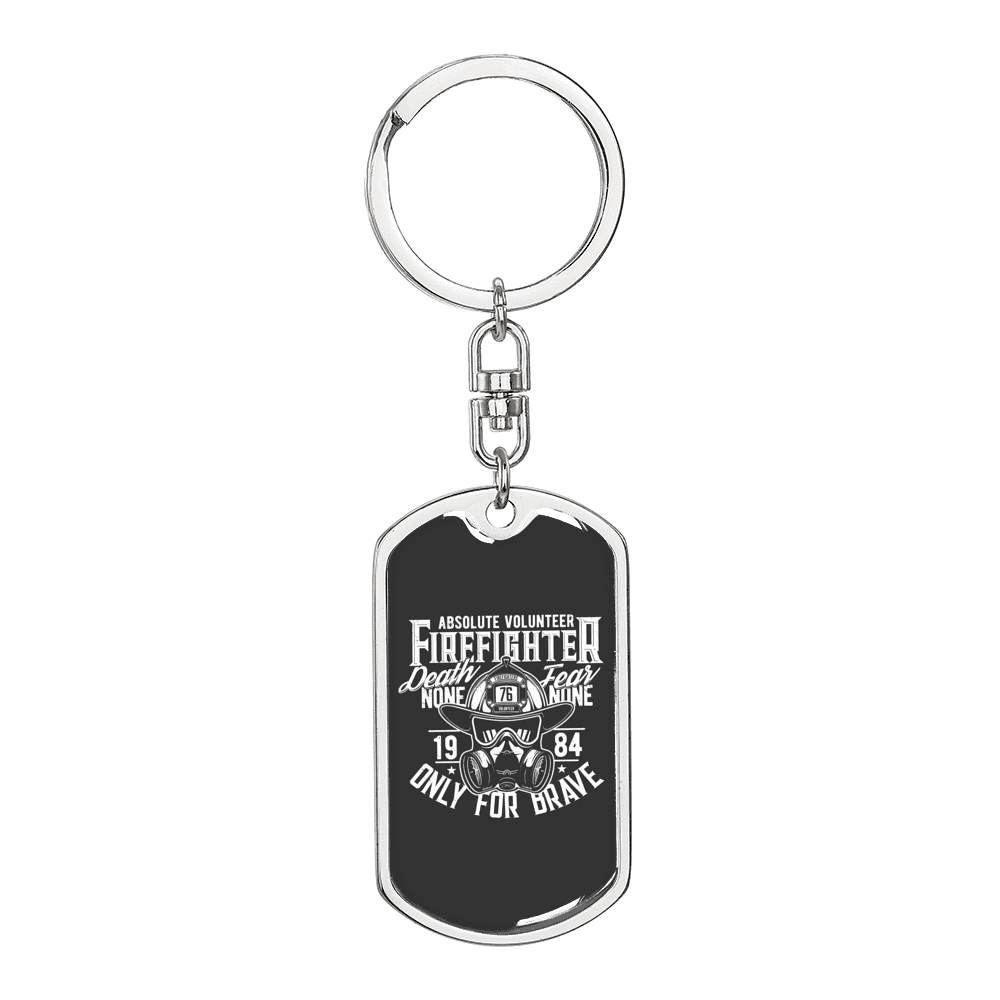Absolute Firefighter Volunteer Keychain Stainless Steel or 18k Gold Dog Tag Keyring-Express Your Love Gifts
