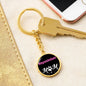 Abyssinian Cat Mom Keychain Stainless Steel or 18k Gold Circle Pendant-Express Your Love Gifts