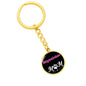 Abyssinian Cat Mom Keychain Stainless Steel or 18k Gold Circle Pendant-Express Your Love Gifts