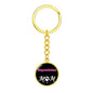 Abyssinian Cat Mom Keychain Stainless Steel or 18k Gold Circle Pendant-Express Your Love Gifts