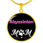 Abyssinian Cat Mom Necklace Circle Pendant Stainless Steel or 18k Gold 18-22"-Express Your Love Gifts
