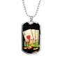Ace Card Gamble Dog Tag Stainless Steel or 18k Gold 24" Chain-Express Your Love Gifts