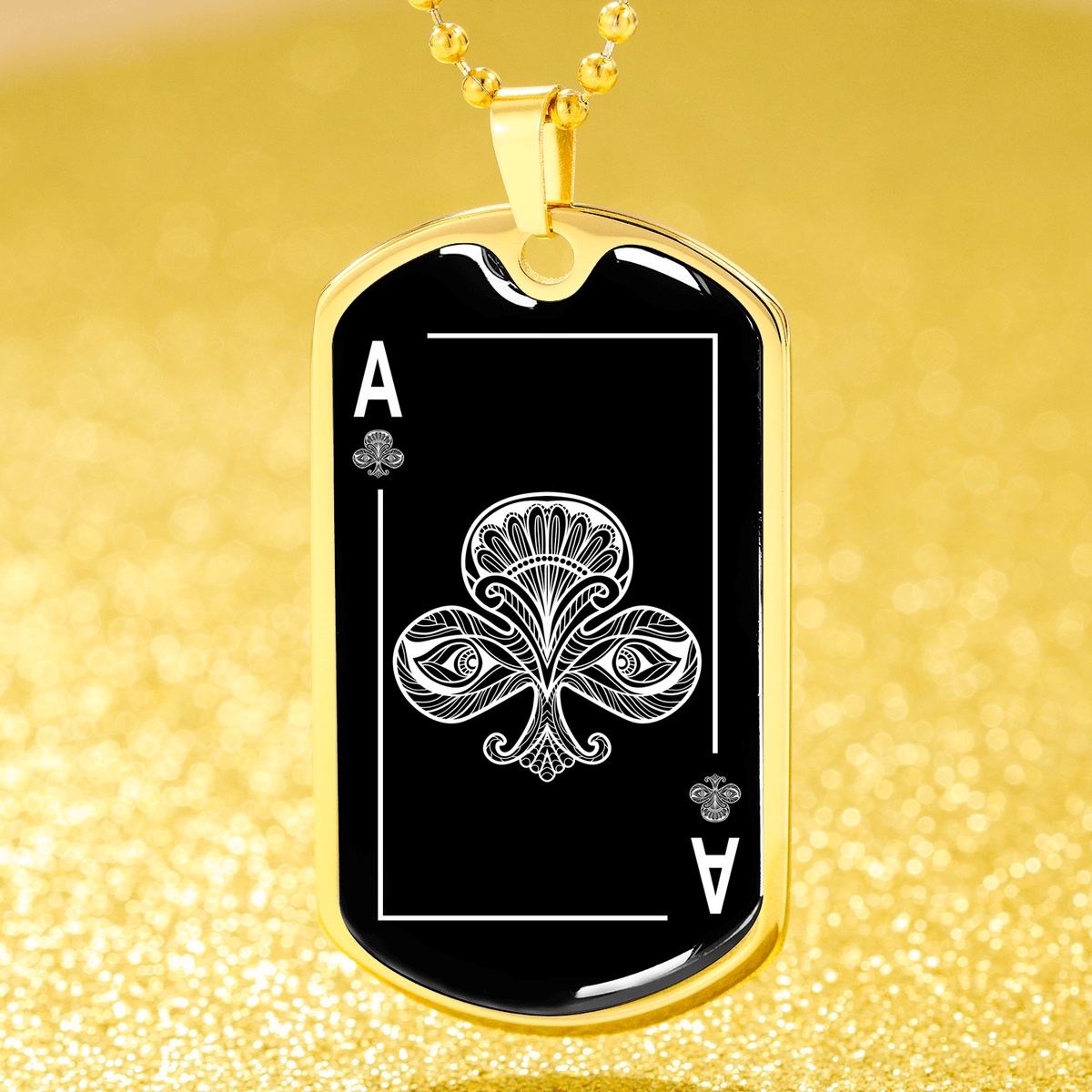 Ace Of Clubs Dog Tag Stainless Steel or 18k Gold 24" Chain-Express Your Love Gifts