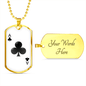 Ace of Clubs Gambler Necklace Stainless Steel or 18k Gold Dog Tag 24" Chain-Express Your Love Gifts
