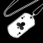 Ace of Clubs Gambler Necklace Stainless Steel or 18k Gold Dog Tag 24" Chain-Express Your Love Gifts