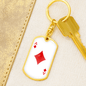 Ace of Diamonds Gambler Keychain Stainless Steel or 18k Gold Dog Tag Keyring-Express Your Love Gifts