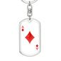 Ace of Diamonds Gambler Keychain Stainless Steel or 18k Gold Dog Tag Keyring-Express Your Love Gifts