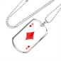 Ace of Diamonds Gambler Necklace Stainless Steel or 18k Gold Dog Tag 24" Chain-Express Your Love Gifts