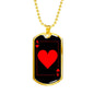Ace Of Hearts Dog Tag Stainless Steel or 18k Gold 24" Chain-Express Your Love Gifts