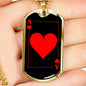 Ace Of Hearts Dog Tag Stainless Steel or 18k Gold 24" Chain-Express Your Love Gifts