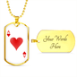 Ace of Hearts Gambler Necklace Stainless Steel or 18k Gold Dog Tag 24" Chain-Express Your Love Gifts