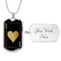 Ace Of Hearts Gold Dog Tag Stainless Steel or 18k Gold 24" Chain-Express Your Love Gifts