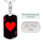 Ace Of Hearts Keychain Dog Tag Stainless Steel or 18k Gold-Express Your Love Gifts