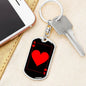 Ace Of Hearts Keychain Dog Tag Stainless Steel or 18k Gold-Express Your Love Gifts