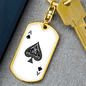 Ace of Spades Gambler Keychain Stainless Steel or 18k Gold Dog Tag Keyring-Express Your Love Gifts