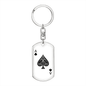 Ace of Spades Gambler Keychain Stainless Steel or 18k Gold Dog Tag Keyring-Express Your Love Gifts