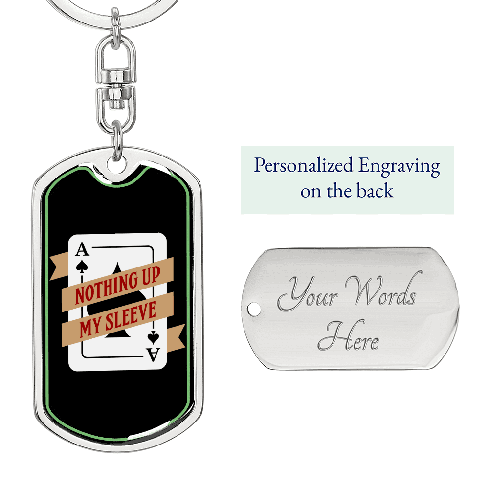 Ace of Spades Gambler Keychain Stainless Steel or 18k Gold Dog Tag Keyring-Express Your Love Gifts