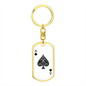 Ace of Spades Gambler Keychain Stainless Steel or 18k Gold Dog Tag Keyring-Express Your Love Gifts