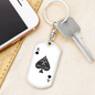 Ace of Spades Gambler Keychain Stainless Steel or 18k Gold Dog Tag Keyring-Express Your Love Gifts