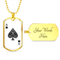 Ace of Spades Gambler Necklace Stainless Steel or 18k Gold Dog Tag 24" Chain-Express Your Love Gifts