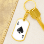 Ace of Spades Gambler Solid Keychain Stainless Steel or 18k Gold Dog Tag Keyring-Express Your Love Gifts