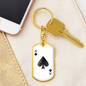 Ace of Spades Gambler Solid Keychain Stainless Steel or 18k Gold Dog Tag Keyring-Express Your Love Gifts